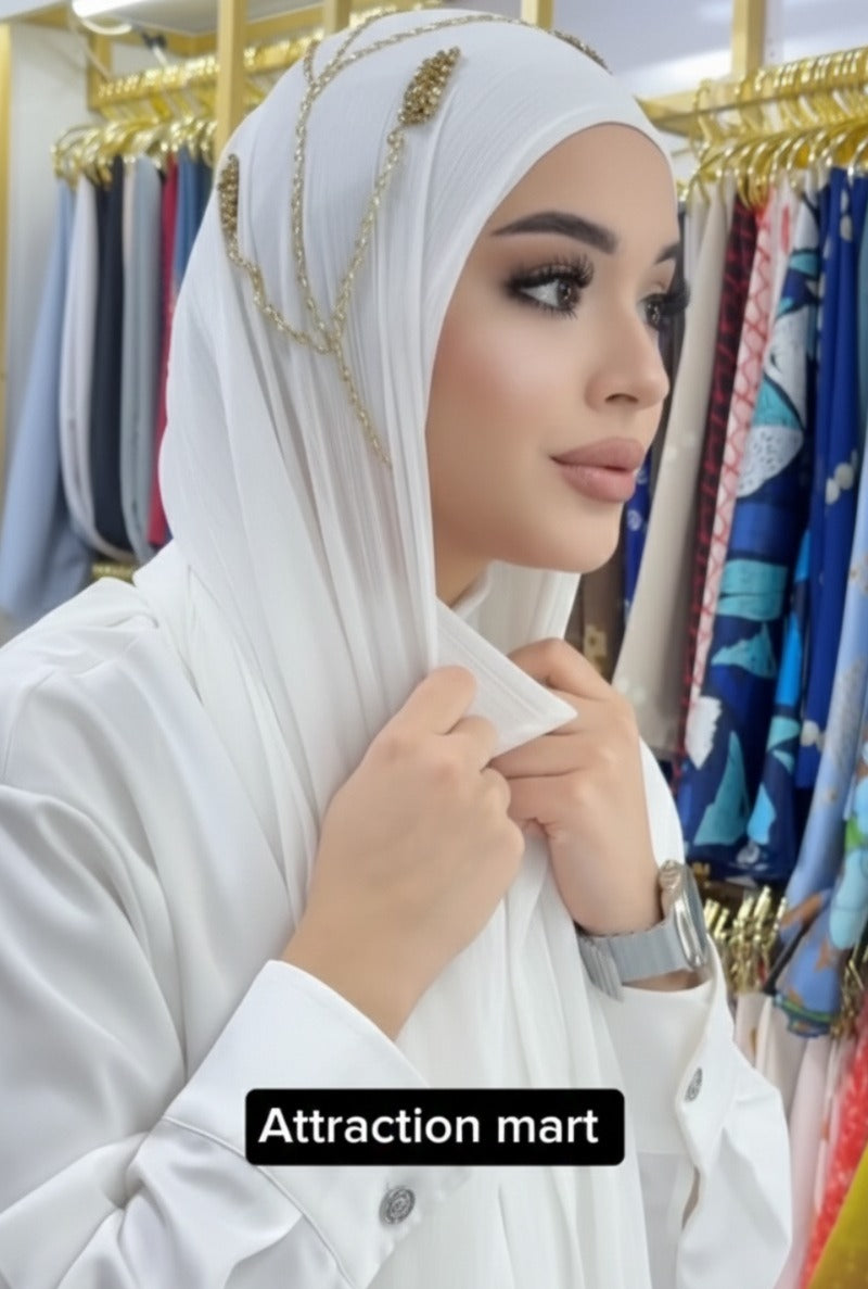 "Viral Instant Hijab with Exquisite Hand-Stitched Rhinestones – Premium Soft Fabric"