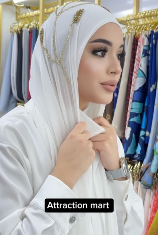 "Viral Instant Hijab with Exquisite Hand-Stitched Rhinestones – Premium Soft Fabric"