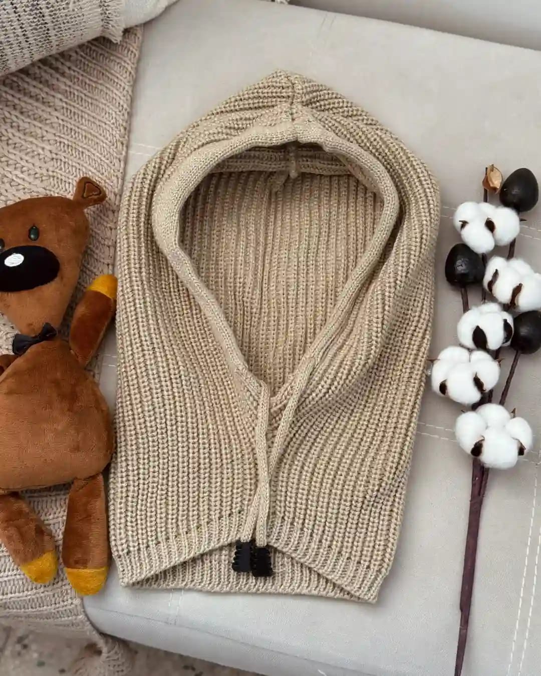 Knitted Hoodie Cap for Winter – Warm & Stylish (Unisex)