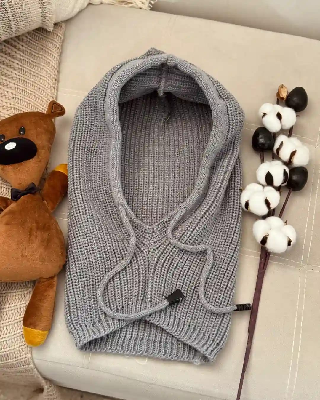 Knitted Hoodie Cap for Winter – Warm & Stylish (Unisex)