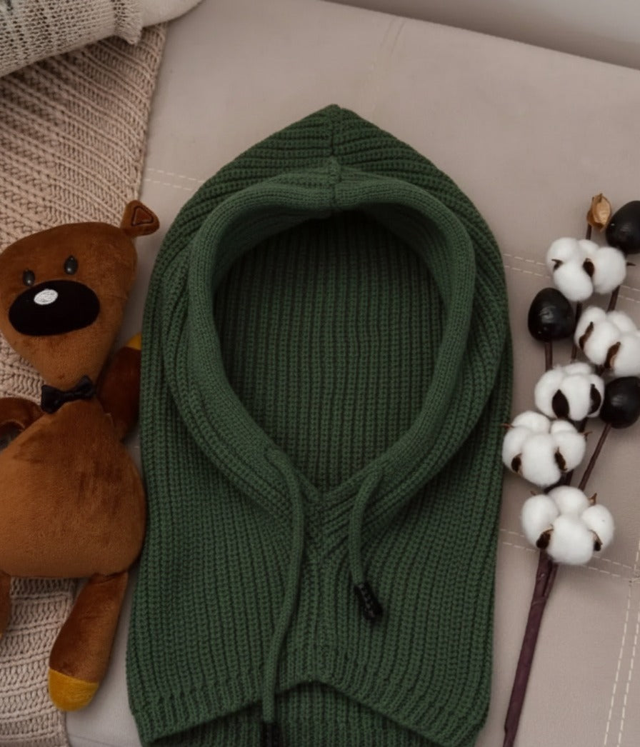 Knitted Hoodie Cap for Winter – Warm & Stylish (Unisex)