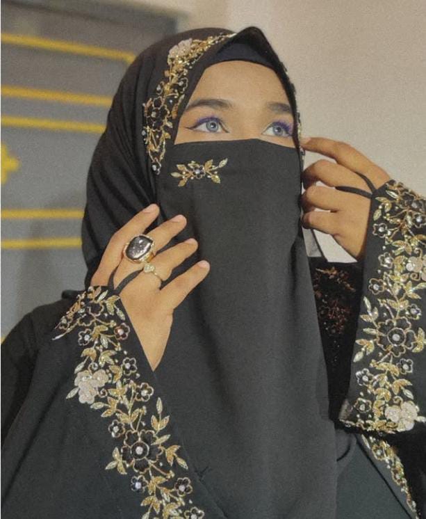 Malaysian Chiffon Hijab With Naqab - Luxury Embroidery Hijab