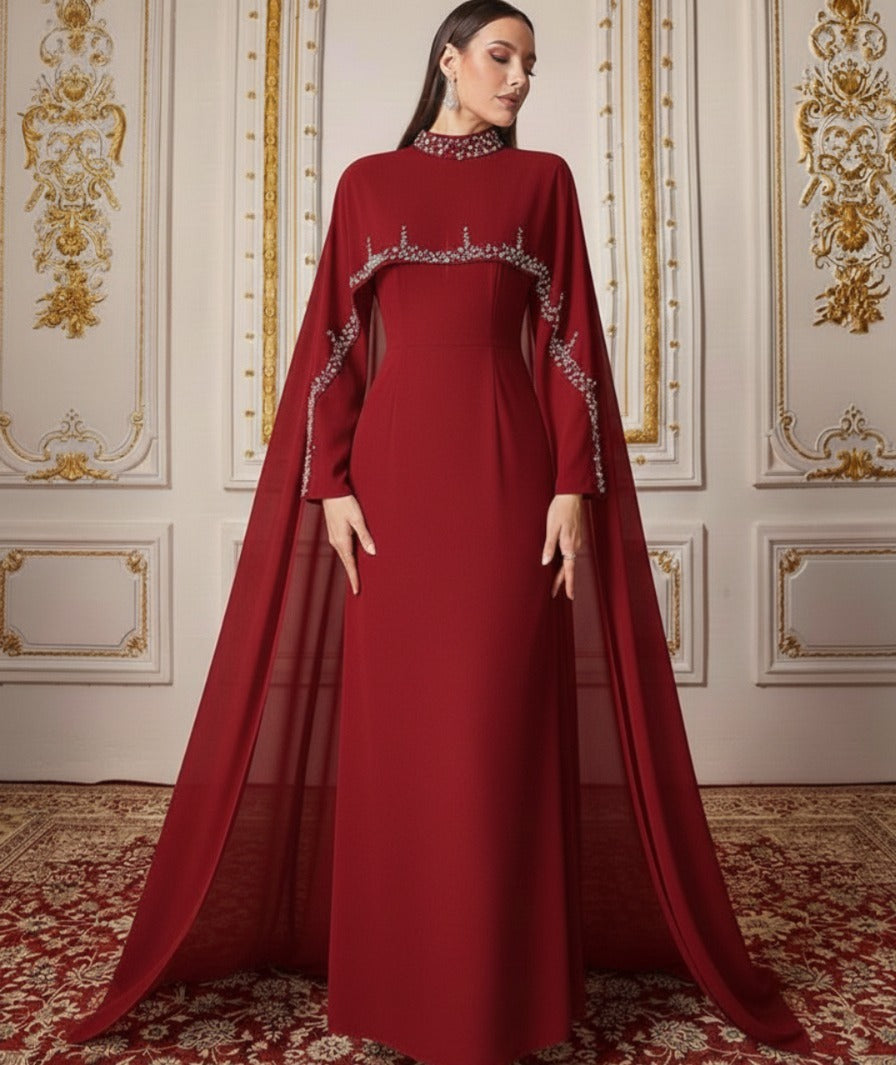 Celestial Rhinestone Cape Abaya | Luxury 2-Piece Set