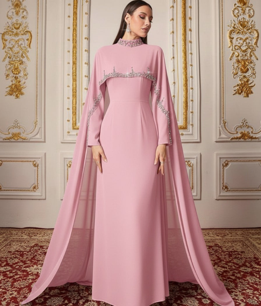 Celestial Rhinestone Cape Abaya | Luxury 2-Piece Set