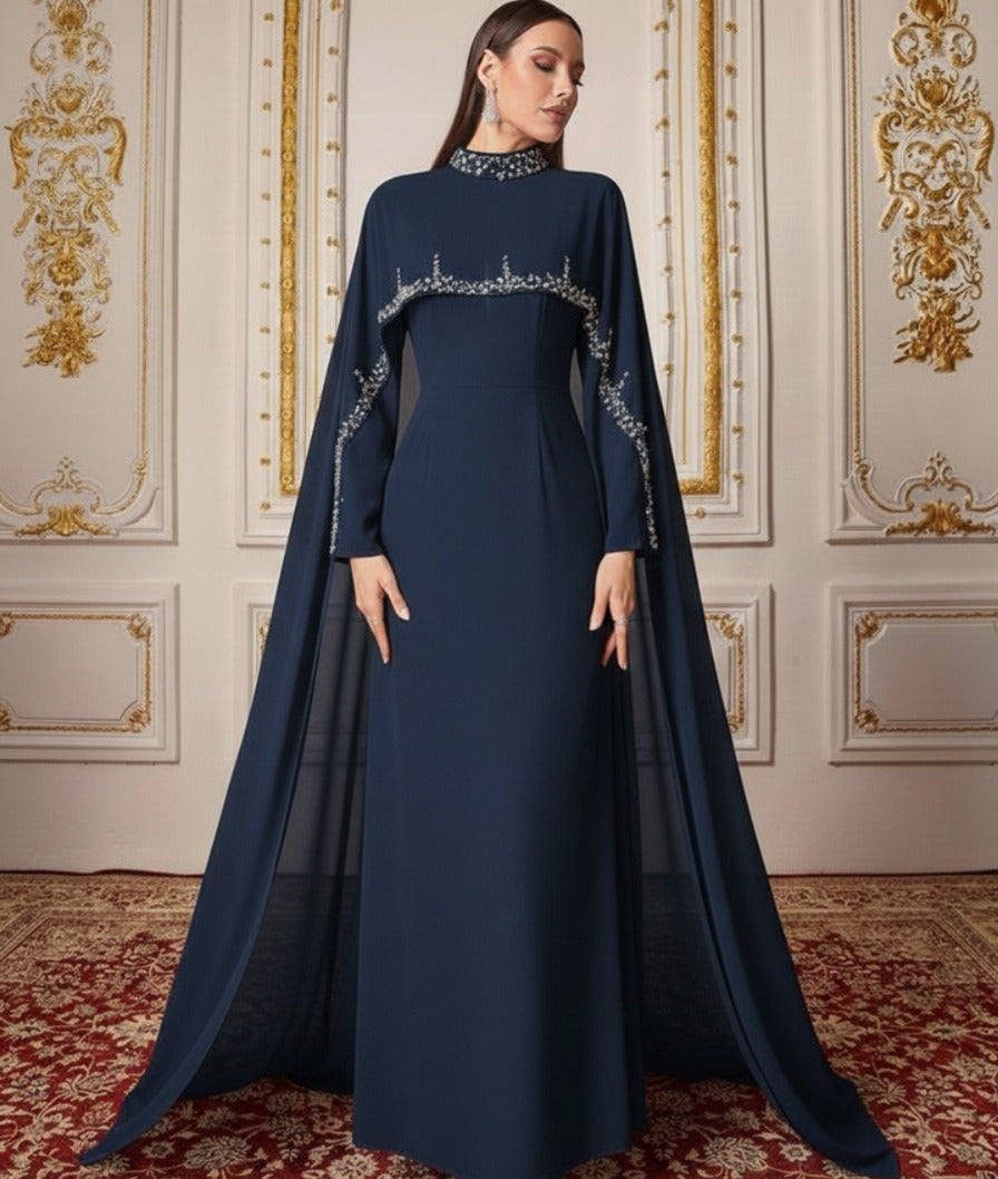 Celestial Rhinestone Cape Abaya | Luxury 2-Piece Set