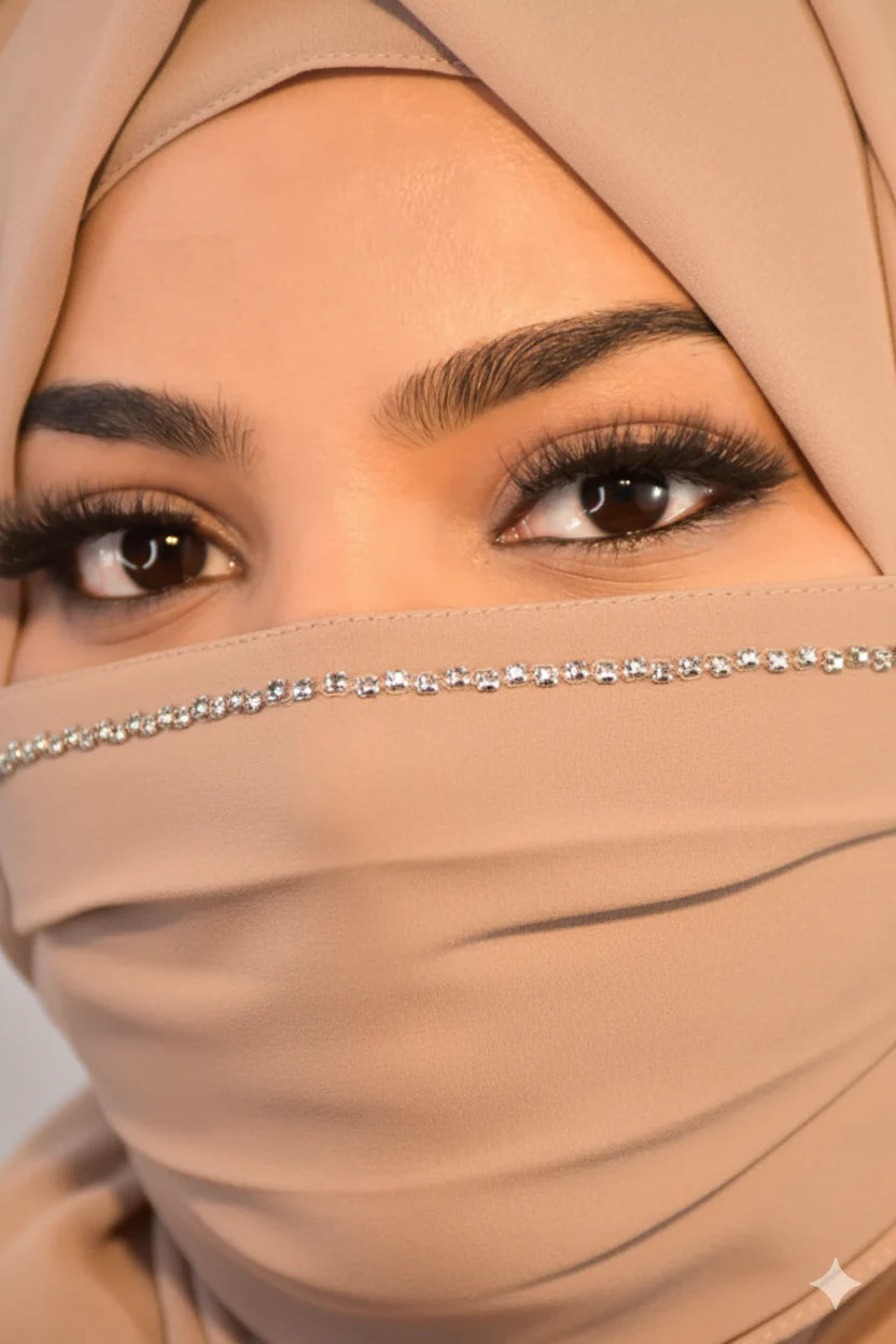 Emboirdery Face Mask + Chiffon Hijab Combo / Facemask