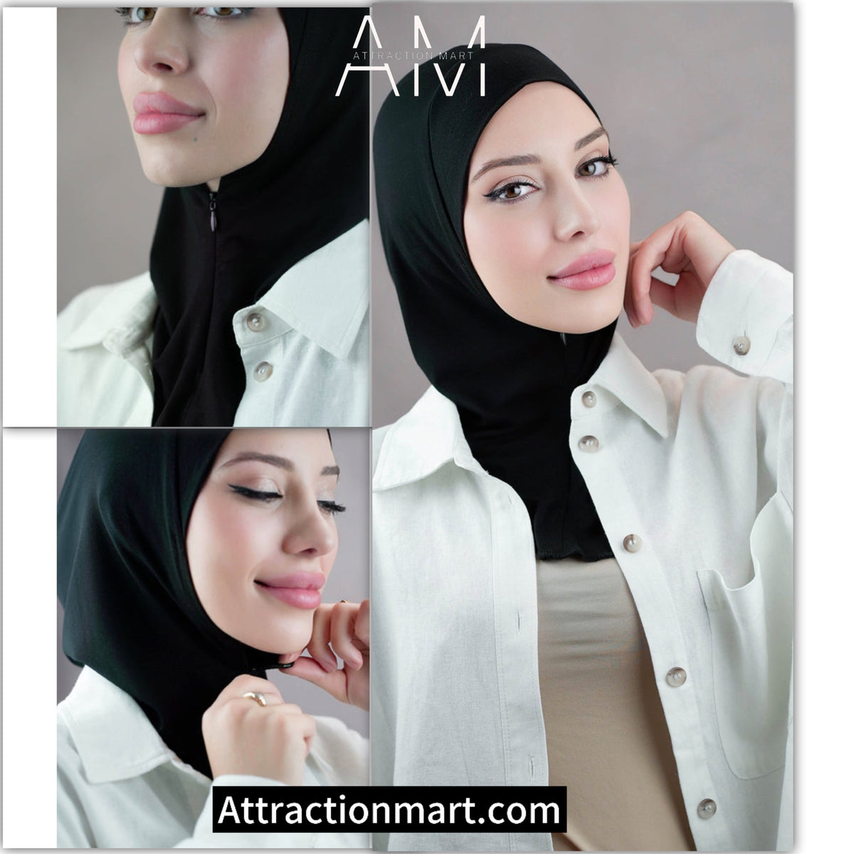 Soft jersey zip hijab easy wear for women in Pakistan - product view 10