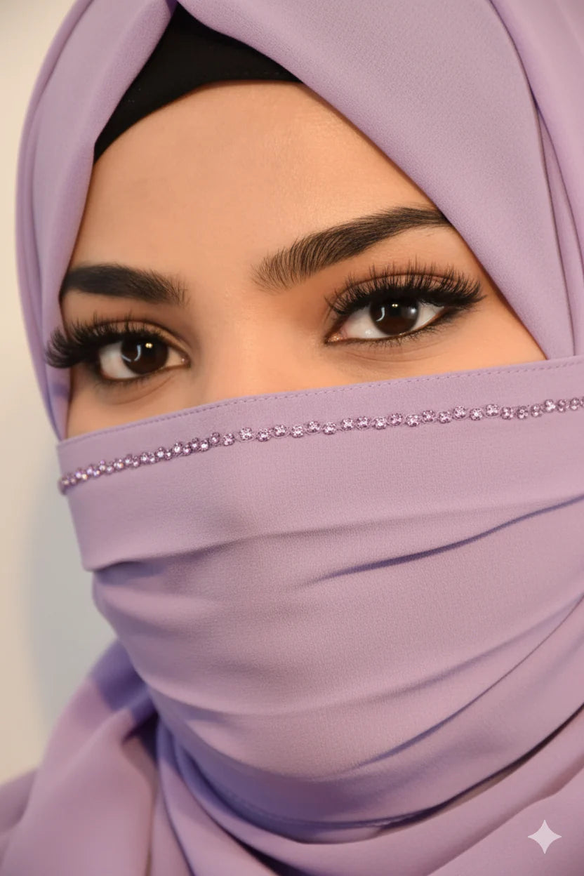 Emboirdery Face Mask + Chiffon Hijab Combo / Facemask