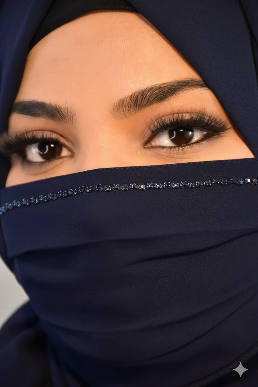 Emboirdery Face Mask + Chiffon Hijab Combo / Facemask