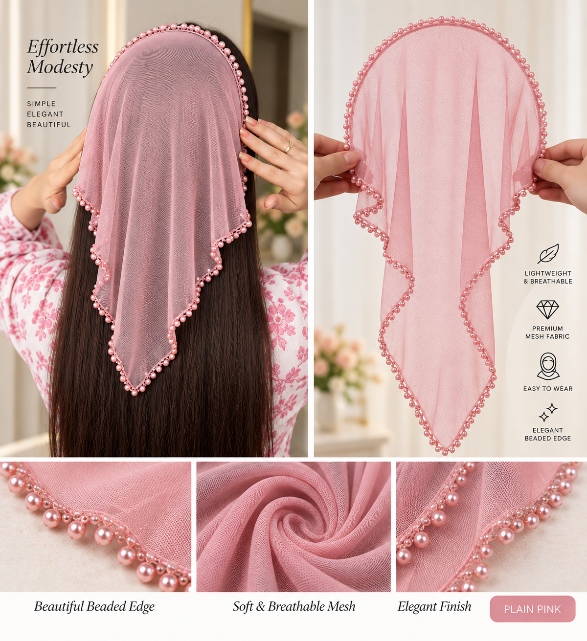 Beaded Hair Net Headband – Elegant Hair Cover & Bun Snood