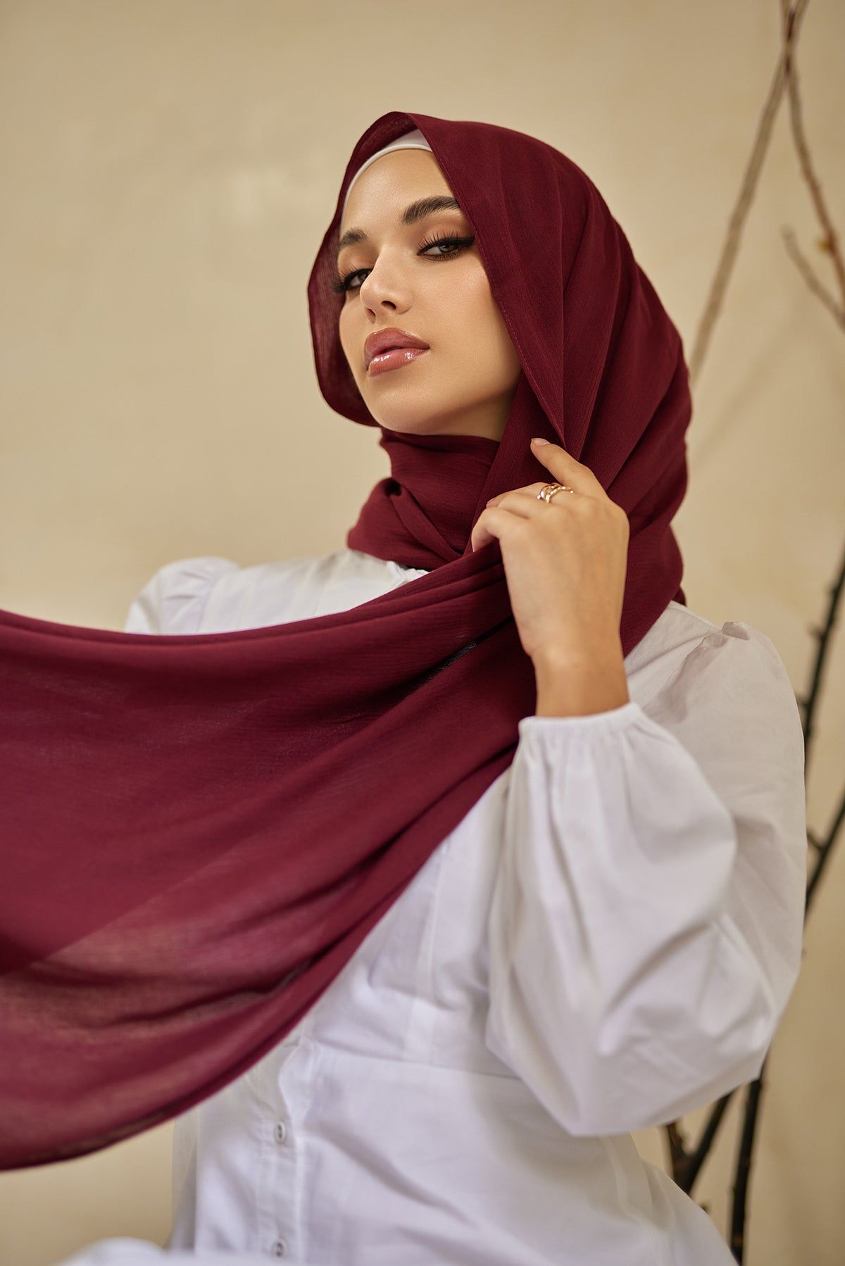 Chiffon Hijab with attached cap